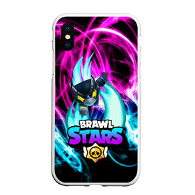 Чехол для iPhone XS Max матовый с принтом BRAWL STARS MECHA CROW в Петрозаводске, Силикон | Область печати: задняя сторона чехла, без боковых панелей | 8 bit | brawl stars | crow | leon | leon shark | max | mecha | mecha crow | mr.p | sally leon | shark | sprout | tara | virus 8 bit | werewolf leon | акула | берли | бравл старс | ворон | макс | оборотень