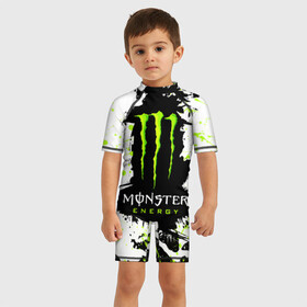 Детский купальный костюм 3D с принтом MONSTER ENERGY (Z) в Петрозаводске, Полиэстер 85%, Спандекс 15% | застежка на молнии на спине | black monster | bmx | claw | cybersport | energy | monster | monster energy | moto | motocross | race | sport | киберспорт | когти | монстер энерджи | монстр | мото | мотокросс | ралли | скейтбординг | спорт | т | энергия