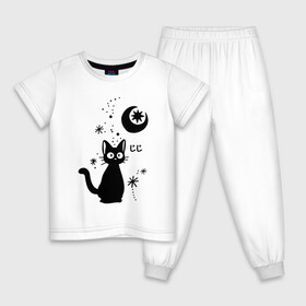 Детская пижама хлопок с принтом Jiji Cat в Петрозаводске, 100% хлопок |  брюки и футболка прямого кроя, без карманов, на брюках мягкая резинка на поясе и по низу штанин
 | cat | jiji | kitty | аниме | ведьма | гибли | джиджи | животные | кот | котенок | кошка | миядзаки | мульт | мультфильм | тоторо