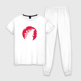 Женская пижама хлопок с принтом Godzilla в Петрозаводске, 100% хлопок | брюки и футболка прямого кроя, без карманов, на брюках мягкая резинка на поясе и по низу штанин | godzilla | годзила | годзилла