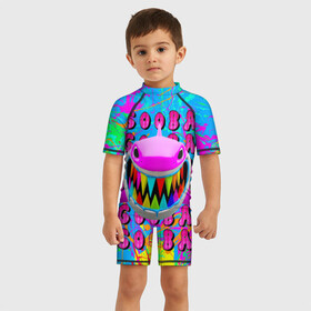 Детский купальный костюм 3D с принтом 6IX9INE GOOBA в Петрозаводске, Полиэстер 85%, Спандекс 15% | застежка на молнии на спине | 6ix9ine | 6ix9ine  gooba | gooba | акула | сикснайн | сиксти найн | сиксти найн репер | такаши | текаши | текаши сикснайн