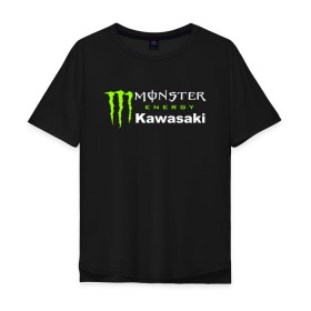 Мужская футболка хлопок Oversize с принтом KAWASAKI (Z) в Петрозаводске, 100% хлопок | свободный крой, круглый ворот, “спинка” длиннее передней части | Тематика изображения на принте: bike | energy | kawasaki | monster | monster energy | moto | motocross | ninja | sport | zzr | кавасаки | кавасаки ниндзя | монстер энерджи | монстр | мото | мотокросс | ниндзя | спорт | энергия