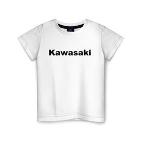 Детская футболка хлопок с принтом KAWASAKI (Z) в Петрозаводске, 100% хлопок | круглый вырез горловины, полуприлегающий силуэт, длина до линии бедер | bike | kawasaki | moto | motocycle | ninja | sportmotorcycle | zzr | кавасаки | кавасаки ниндзя | мото | мотоспорт | ниндзя