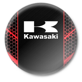 Значок с принтом KAWASAKI | КАВАСАКИ (Z) в Петрозаводске,  металл | круглая форма, металлическая застежка в виде булавки | Тематика изображения на принте: bike | kawasaki | moto | motocycle | ninja | sportmotorcycle | zzr | кавасаки | кавасаки ниндзя | мото | мотоспорт | ниндзя