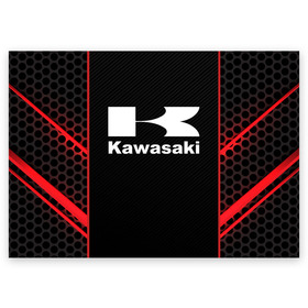 Поздравительная открытка с принтом KAWASAKI (Z) в Петрозаводске, 100% бумага | плотность бумаги 280 г/м2, матовая, на обратной стороне линовка и место для марки
 | Тематика изображения на принте: bike | kawasaki | moto | motocycle | ninja | sportmotorcycle | zzr | кавасаки | кавасаки ниндзя | мото | мотоспорт | ниндзя