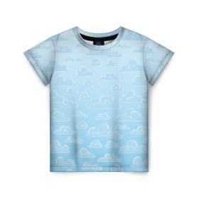 Детская футболка 3D с принтом Очень светлые голубые облака в Петрозаводске, 100% гипоаллергенный полиэфир | прямой крой, круглый вырез горловины, длина до линии бедер, чуть спущенное плечо, ткань немного тянется | textures | белый | лазурный | мультяшный | небеса | небо | облака | рисунок | светлый | текстуры | тучки | узор | фон