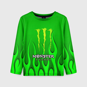 Детский лонгслив 3D с принтом MONSTER ENERGY в Петрозаводске, 100% полиэстер | длинные рукава, круглый вырез горловины, полуприлегающий силуэт
 | energy | honda | mercedes | monster energy | porsche | racing | sport | toyota | автомобил | автомобильные | марка | машины | митсубиси | монстр | монстр энерджи | порше | спорт | тесла | тойота | хонда