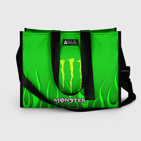 Сумка-шоппер 3D с принтом MONSTER ENERGY в Петрозаводске, 100% полиэстер | застегивается на металлическую кнопку; внутренний карман застегивается на молнию. Стенки укреплены специальным мягким материалом, чтобы защитить содержимое от несильных ударов
 | energy | honda | mercedes | monster energy | porsche | racing | sport | toyota | автомобил | автомобильные | марка | машины | митсубиси | монстр | монстр энерджи | порше | спорт | тесла | тойота | хонда