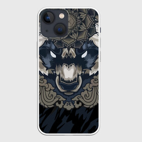 Чехол для iPhone 13 mini с принтом Зверь в Петрозаводске,  |  | арт | белый | бурый | всю | геометрия | граффити | дикие | добрые | животные | зверь | злые | картинка | кума | лого | медведь | на | опасный | панда | рисунок | текстуры | фон | хищник | цвет | эмблема