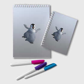 Блокнот с принтом мультяшный пингвин в Петрозаводске, 100% бумага | 48 листов, плотность листов — 60 г/м2, плотность картонной обложки — 250 г/м2. Листы скреплены удобной пружинной спиралью. Цвет линий — светло-серый
 | Тематика изображения на принте: герой | зимняя птица | лед | миленький | мультяшный | неуклюжий | персонаж | пингвин | пингвинчик | смешной
