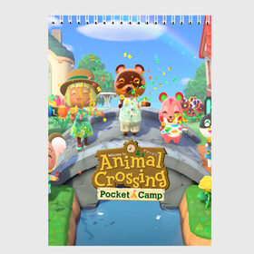 Скетчбук с принтом ANIMAL CROSSING в Петрозаводске, 100% бумага
 | 48 листов, плотность листов — 100 г/м2, плотность картонной обложки — 250 г/м2. Листы скреплены сверху удобной пружинной спиралью | animal crossing:new horizons | game | nintendo | анимал кроссинг | животные | звери | игра | нинтендо | пересечение животных