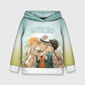 Детская толстовка 3D с принтом The Promised Neverland в Петрозаводске, 100% полиэстер | двухслойный капюшон со шнурком для регулировки, мягкие манжеты на рукавах и по низу толстовки, спереди карман-кенгуру с мягким внутренним слоем | anime | emma | mango | the promised neverland | yakusoku no neverland | аниме | манга | обещанная страна грёз | обещанный неверленд