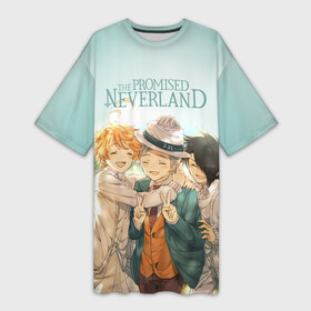 Платье-футболка 3D с принтом The Promised Neverland в Петрозаводске,  |  | anime | emma | mango | the promised neverland | yakusoku no neverland | аниме | манга | обещанная страна грёз | обещанный неверленд
