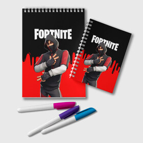 Блокнот с принтом FORTNITE x IKONIK в Петрозаводске, 100% бумага | 48 листов, плотность листов — 60 г/м2, плотность картонной обложки — 250 г/м2. Листы скреплены удобной пружинной спиралью. Цвет линий — светло-серый
 | Тематика изображения на принте: deadmau5 | fortnite | fortnite 2 | fortnite x маршмелло | ikonik | marshmello | ninja | ninja streamer | raven | travis scott | ворон | иконик | ниндзя | пили | рейвен | трэвис скотт | фортнайт