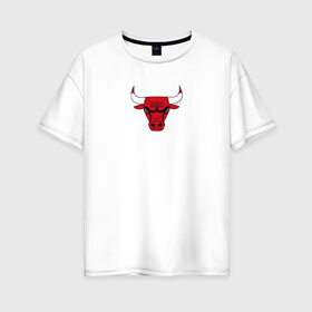 Женская футболка хлопок Oversize с принтом CHICAGO BULLS в Петрозаводске, 100% хлопок | свободный крой, круглый ворот, спущенный рукав, длина до линии бедер
 | bulls | chicago | chicago bulls | nba | red bulls | usa | америка | быки | нба | сша | чикаго буллс