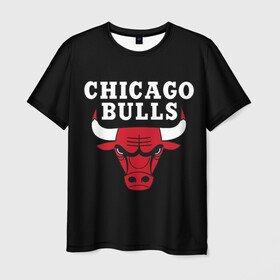 Мужская футболка 3D с принтом CHICAGO BULLS в Петрозаводске, 100% полиэфир | прямой крой, круглый вырез горловины, длина до линии бедер | bulls | chicago | chicago bulls | nba | red bulls | usa | америка | быки | нба | сша | чикаго буллс