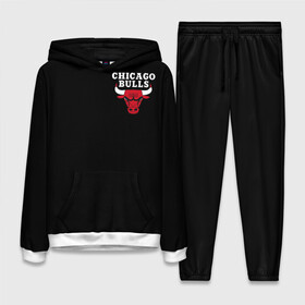 Женский костюм 3D (с толстовкой) с принтом CHICAGO BULLS   ЧИКАГО БУЛЛС ЛОГО НА КАРМАШКЕ в Петрозаводске,  |  | bulls | chicago | chicago bulls | nba | red bulls | usa | америка | быки | нба | сша | чикаго буллс