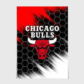 Постер с принтом CHICAGO BULLS в Петрозаводске, 100% бумага
 | бумага, плотность 150 мг. Матовая, но за счет высокого коэффициента гладкости имеет небольшой блеск и дает на свету блики, но в отличии от глянцевой бумаги не покрыта лаком | bulls | chicago | chicago bulls | nba | red bulls | usa | америка | быки | нба | сша | чикаго буллс
