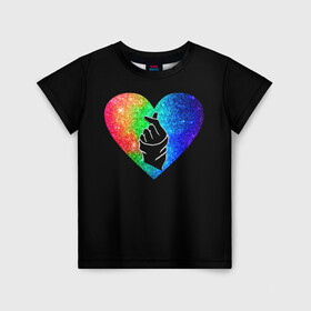 Детская футболка 3D с принтом Сердечко в Петрозаводске, 100% гипоаллергенный полиэфир | прямой крой, круглый вырез горловины, длина до линии бедер, чуть спущенное плечо, ткань немного тянется | bts | rm | бойбенд | бтс | ви | джонгук | корейское сердечко | любовь | музыка | сердце | сюги | чимин | чин