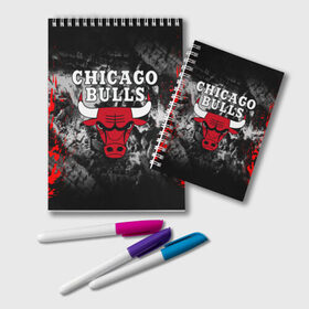 Блокнот с принтом CHICAGO BULLS в Петрозаводске, 100% бумага | 48 листов, плотность листов — 60 г/м2, плотность картонной обложки — 250 г/м2. Листы скреплены удобной пружинной спиралью. Цвет линий — светло-серый
 | Тематика изображения на принте: bulls | chicago | chicago bulls | nba | red bulls | usa | америка | быки | нба | сша | чикаго буллс