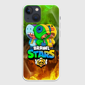 Чехол для iPhone 13 mini с принтом BRAWL STARS LEON TRIO в Петрозаводске,  |  | bibi | brawl stars | coach mike | crow | gale | leon | leon shark | max | mecha crow | mortis | mr.p | phoenix | sally leon | sandy | spike | sprout | tara | unicorn | virus 8 bit | werewolf | ворон | оборотень