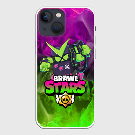 Чехол для iPhone 13 mini с принтом BRAWL STARS VIRUS 8 BIT в Петрозаводске,  |  | bibi | brawl stars | coach mike | crow | gale | leon | leon shark | max | mecha crow | mortis | mr.p | phoenix | sally leon | sandy | spike | sprout | tara | unicorn | virus 8 bit | werewolf | ворон | оборотень