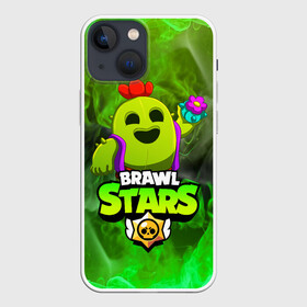 Чехол для iPhone 13 mini с принтом BRAWL STARS SPIKE в Петрозаводске,  |  | bibi | brawl stars | coach mike | crow | gale | leon | leon shark | max | mecha crow | mortis | mr.p | phoenix | sally leon | sandy | spike | sprout | tara | unicorn | virus 8 bit | werewolf | ворон | оборотень