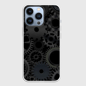 Чехол для iPhone 13 Pro с принтом Механизмы в Петрозаводске,  |  | hi tech | steampunk | брутальные | брутальный | инженер | инжинер | искусство механизмов | механизм | механизмы | стимпанк | текстура | черные шестерёнки | шестеренки | шестерни | я инженер