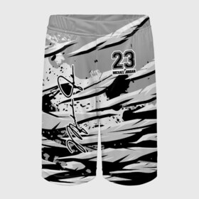 Детские спортивные шорты 3D с принтом Michael Jordan 23 в Петрозаводске,  100% полиэстер
 | пояс оформлен широкой мягкой резинкой, ткань тянется
 | 23 | bulls | chicago | jeffrey | jordan | michael | mvp | space jam | майкл джордан | чикаго буллз