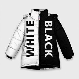 Зимняя куртка для девочек 3D с принтом BLACK & WHITE в Петрозаводске, ткань верха — 100% полиэстер; подклад — 100% полиэстер, утеплитель — 100% полиэстер. | длина ниже бедра, удлиненная спинка, воротник стойка и отстегивающийся капюшон. Есть боковые карманы с листочкой на кнопках, утяжки по низу изделия и внутренний карман на молнии. 

Предусмотрены светоотражающий принт на спинке, радужный светоотражающий элемент на пуллере молнии и на резинке для утяжки. | Тематика изображения на принте: abstraction | black and white | geometry | hexagon | neon | paints | stripes | texture | triangle | абстракция | брызги | геометрия | краски | неон | неоновый | соты | текстура