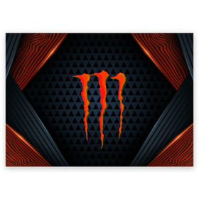 Поздравительная открытка с принтом MONSTER ENERGY (Z) в Петрозаводске, 100% бумага | плотность бумаги 280 г/м2, матовая, на обратной стороне линовка и место для марки
 | black monster | bmx | claw | cybersport | energy | monster | monster energy | moto | motocross | race | sport | киберспорт | когти | монстер энерджи | монстр | мото | мотокросс | ралли | скейтбординг | спорт | то | энергия