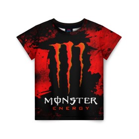 Детская футболка 3D с принтом MONSTER ENERGY (Z) в Петрозаводске, 100% гипоаллергенный полиэфир | прямой крой, круглый вырез горловины, длина до линии бедер, чуть спущенное плечо, ткань немного тянется | black monster | bmx | claw | cybersport | energy | monster | monster energy | moto | motocross | race | sport | киберспорт | когти | монстер энерджи | монстр | мото | мотокросс | ралли | скейтбординг | спорт | энергия