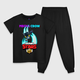 Детская пижама хлопок с принтом BRAWL STARS MECHA CROW. в Петрозаводске, 100% хлопок |  брюки и футболка прямого кроя, без карманов, на брюках мягкая резинка на поясе и по низу штанин
 | 8 bit | brawl stars | crow | gale | leon | leon shark | max | mecha | mecha crow | mr.p | sally leon | shark | tara | virus 8 bit | werewolf leon | акула | берли | бравл старс | ворон | макс | оборотень