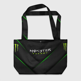 Пляжная сумка 3D с принтом MONSTER ENERGY (Z) в Петрозаводске, 100% полиэстер | застегивается на металлическую кнопку; внутренний карман застегивается на молнию. Стенки укреплены специальным мягким материалом, чтобы защитить содержимое от несильных ударов
 | black monster | bmx | claw | cybersport | energy | monster | monster energy | moto | motocross | race | sport | киберспорт | когти | монстер энерджи | монстр | мото | мотокросс | ралли | скейтбординг | спорт | энергия