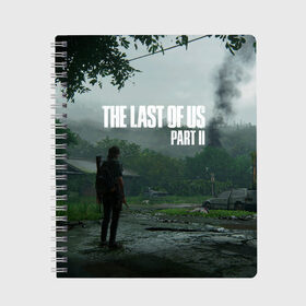 Тетрадь с принтом The last of Us 2 в Петрозаводске, 100% бумага | 48 листов, плотность листов — 60 г/м2, плотность картонной обложки — 250 г/м2. Листы скреплены сбоку удобной пружинной спиралью. Уголки страниц и обложки скругленные. Цвет линий — светло-серый
 | dog | game | last of us | survival | the last of us | the last of us 2 | tlou | выживание | игра | последний из нас