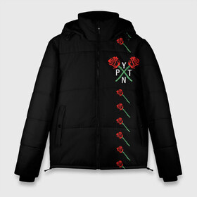 Мужская зимняя куртка 3D с принтом Payton Moormeier в Петрозаводске, верх — 100% полиэстер; подкладка — 100% полиэстер; утеплитель — 100% полиэстер | длина ниже бедра, свободный силуэт Оверсайз. Есть воротник-стойка, отстегивающийся капюшон и ветрозащитная планка. 

Боковые карманы с листочкой на кнопках и внутренний карман на молнии. | p y t n | payton moormeier | pytn | tik tok | tiktok | tiktoker | блоггер пэйтон | добро и зло | мурмейер | мурмиер | пейтон | разбитое сердце | розы | тик ток | тикток