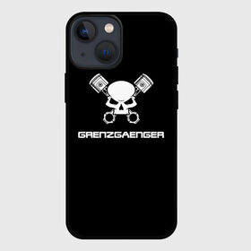 Чехол для iPhone 13 mini с принтом Grenzgaenger в Петрозаводске,  |  | grenzgaenger | авто | байк | байкер | гонки | гонщик | двигатель | механик | мото | поршень | череп