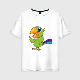 Женская футболка хлопок Oversize с принтом Мексиканский Попугай в Петрозаводске, 100% хлопок | свободный крой, круглый ворот, спущенный рукав, длина до линии бедер
 | детские | звери | картинки | мексиканский | мультфильмы | позитив | попугай | прикольные | птицы | экзотические