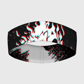 Повязка на голову 3D с принтом CYBERPUNK 2077 SAMURAI GLITCH в Петрозаводске,  |  | cd project red | cyberpunk 2077 | demon | keanu reeves | samurai | smile | демон | киану ривз | киберпанк 2077 | самураи | смайл