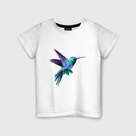 Детская футболка хлопок с принтом Колибри в Петрозаводске, 100% хлопок | круглый вырез горловины, полуприлегающий силуэт, длина до линии бедер | арт | животные | картинка | птица колибри | птица нектарница | рисунок