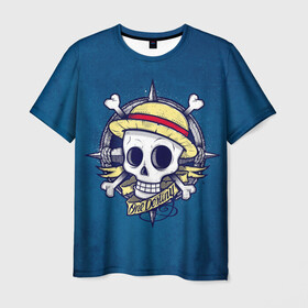 Мужская футболка 3D с принтом Straw hat pirates в Петрозаводске, 100% полиэфир | прямой крой, круглый вырез горловины, длина до линии бедер | monkey d. luffy | nami | one piece | аниме | большой куш | луффи | манки де луффи | нами | пиратская | пираты | тони | череп | чоппер | шляпа
