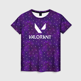 Женская футболка 3D с принтом Valorant в Петрозаводске, 100% полиэфир ( синтетическое хлопкоподобное полотно) | прямой крой, круглый вырез горловины, длина до линии бедер | brimstone | coba | csgo | cypher | jett | phoenix | riot games | sage | valorant | viper | валарант | валорант | кс