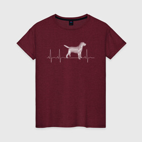 Женская футболка хлопок с принтом Кардиограмма Собака в Петрозаводске, 100% хлопок | прямой крой, круглый вырез горловины, длина до линии бедер, слегка спущенное плечо | кардиограмма | любовь | любовь к собакам | пёс | сердце | собака | собаки | собачник