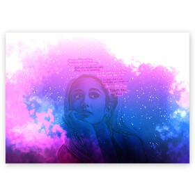 Поздравительная открытка с принтом Ariana Grande Thank You, Next в Петрозаводске, 100% бумага | плотность бумаги 280 г/м2, матовая, на обратной стороне линовка и место для марки
 | Тематика изображения на принте: ariana grande | art | lyrics | music | singer | sketch | sky | song | space | thank you | ариана гранде | арт | вселенная | музыка | небо | песня | рисунок | спасибо | стихи | текст