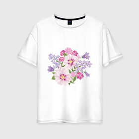 Женская футболка хлопок Oversize с принтом Полевые цветы в Петрозаводске, 100% хлопок | свободный крой, круглый ворот, спущенный рукав, длина до линии бедер
 | арт | лето | полевые | цветы