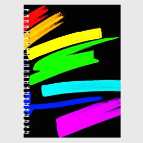 Тетрадь с принтом НЕОНОВЫЕ КРАСКИ в Петрозаводске, 100% бумага | 48 листов, плотность листов — 60 г/м2, плотность картонной обложки — 250 г/м2. Листы скреплены сбоку удобной пружинной спиралью. Уголки страниц и обложки скругленные. Цвет линий — светло-серый
 | abstraction | geometry | optic | optical | pattern | visual | абстракция | геометрия | линии | оптические | оптический узор | полосы | психоделика | разводы | текстуры | узор | узоры | фрактал