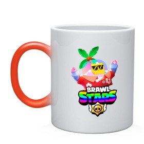 Кружка хамелеон с принтом BRAWL STARS TROPICAL SPROUT. в Петрозаводске, керамика | меняет цвет при нагревании, емкость 330 мл | brawl stars | crow | gale | leon | leon shark | max | mr.p | sally leon | shark | sprout | tara | tropical sprout | virus 8 bit | werewolf leon | акула | берли | бравл старс | ворон | макс | оборотень