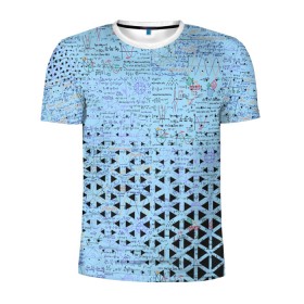Мужская футболка 3D спортивная с принтом Математика в Петрозаводске, 100% полиэстер с улучшенными характеристиками | приталенный силуэт, круглая горловина, широкие плечи, сужается к линии бедра | графики | математика | студенты | теоремы | формулы
