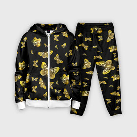 Детский костюм 3D с принтом Golden Butterfly pattern в Петрозаводске,  |  | black | pattern | summer | wings | ангел | бабочка | бабочки | блестки | блестящий | девушке | желтые | животные | звери | золото | золотые | крылья | летать | летний | лето | мотылек | насекомое | ночные | паттерн