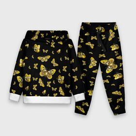 Детский костюм 3D (с толстовкой) с принтом Golden Butterfly pattern в Петрозаводске,  |  | black | pattern | summer | wings | ангел | бабочка | бабочки | блестки | блестящий | девушке | желтые | животные | звери | золото | золотые | крылья | летать | летний | лето | мотылек | насекомое | ночные | паттерн